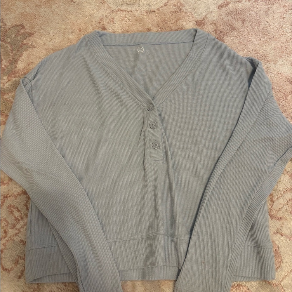 Gilly hicks Button-Up Waffle Knit Top